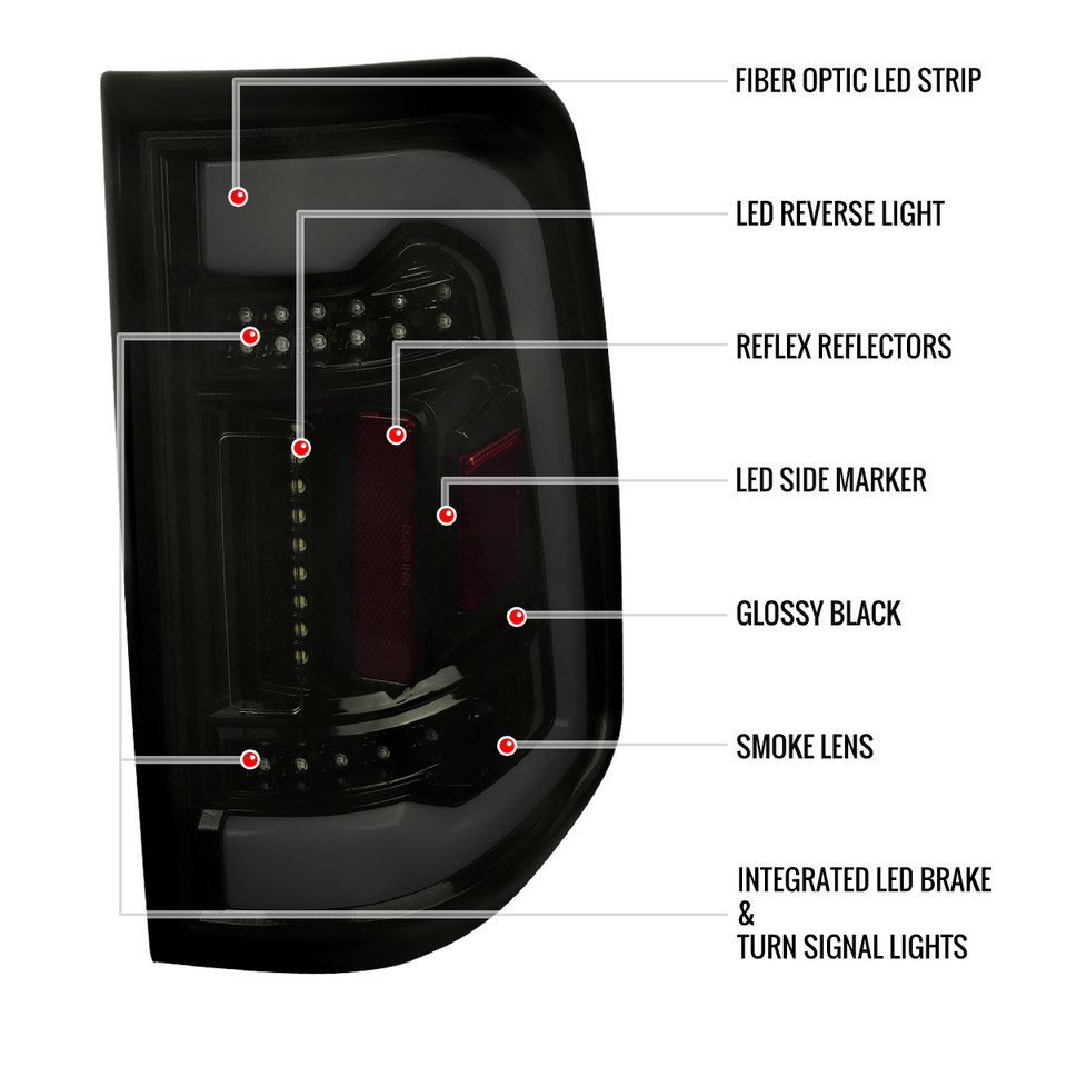 2019-2024 Dodge RAM 1500 White LED Bar Tail Lights (Glossy Black