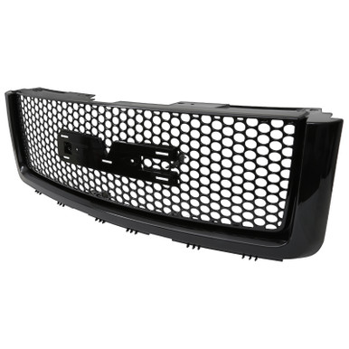 2007-2013 GMC Sierra 1500 Glossy Black ABS Round Punch Grille