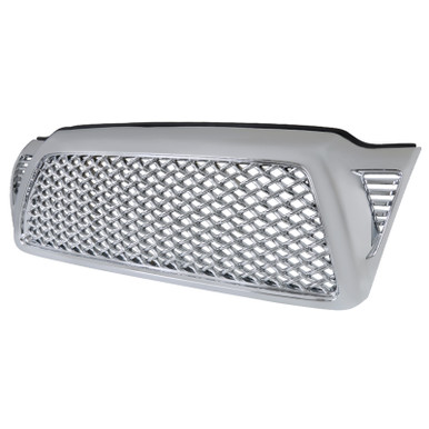 Glossy Black Honeycomb Mesh Grille For 2005-2011 Toyota Tacoma - Direct Fit Front Bumper Replacement