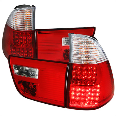 2000-2006 BMW E53 X5 LED Tail Lights - OZ (Chrome Housing/Red