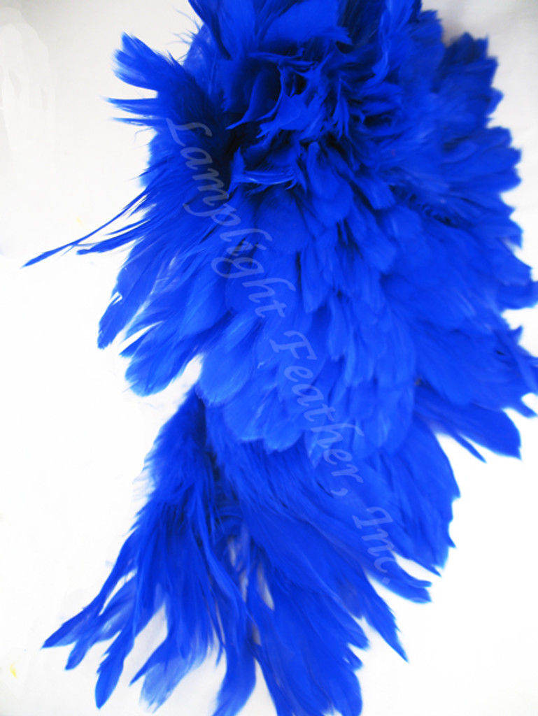 Rooster Feathers Schlappen, Royal Blue, 3-5 inch, per FOOT