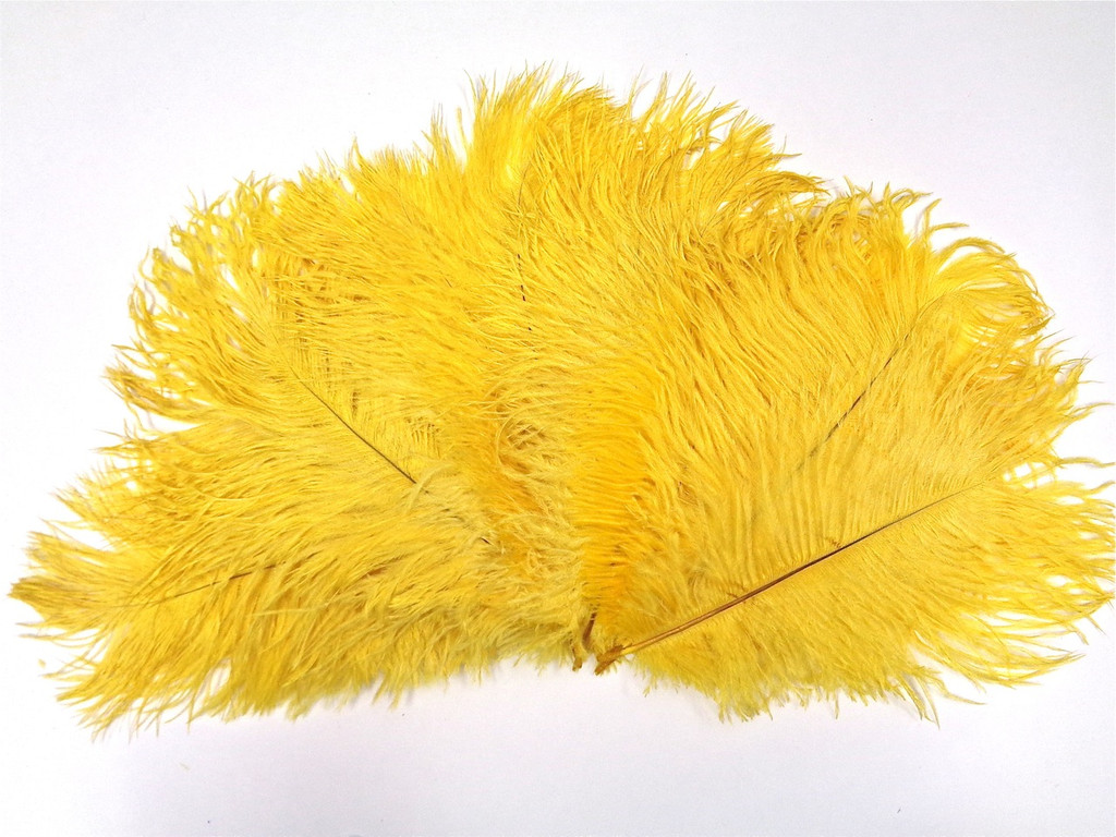 Ostrich Feather, Yellow,  8-12 Inch size, per Each