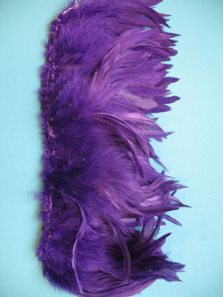 Purple Rooster Hackle Feathers Strung 4-5 Inch 