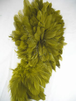 Rooster Feathers Schlappen, 3-5 inch, dyed Olive, per FOOT