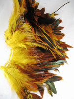 Yellow Rooster Feathers Half Bronze Schlappen 6-7 inch
