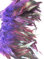 Rooster Feathers Schlappen, half bronze, dyed Purple, per FOOT