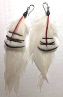 Feather Earrings White Rooster Hackle and Pheasant 5 inch Feather Earrings White Rooster Hackle and Pheasant 5 inch