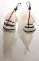 Feather Earrings White Rooster Hackle and Pheasant 5 inch