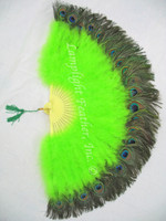 Lime Marabou Peacock Feather Fan 28" x 15" per each