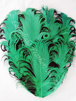 Millinery Feather Pad Curled Goose Nagoire Black/Green per Each