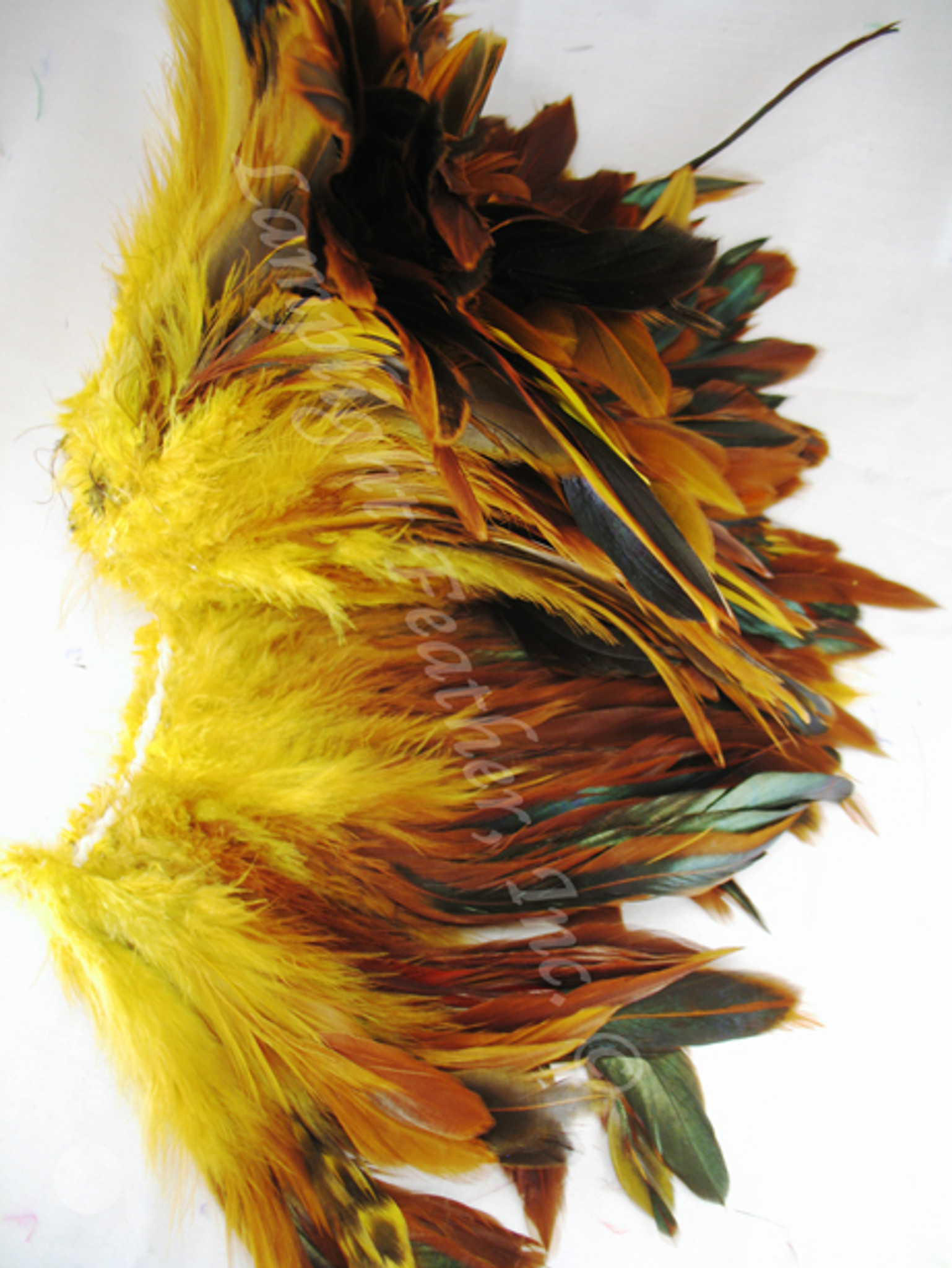 Yellow Half Bronze Schlappen Rooster Feathers 6-7 Inch per Ounce