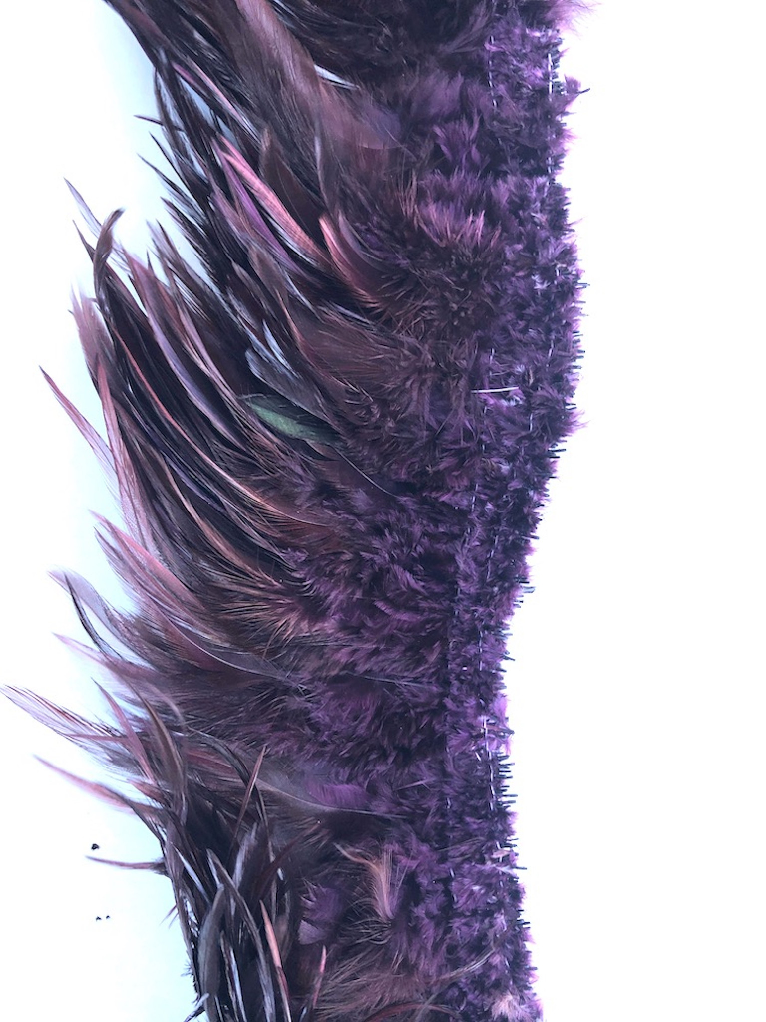 Deep Purple Feather Trim Saddle Hackle per yard