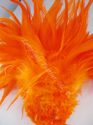 ROOSTER Saddle Feathers, strung, long, Orange, per foot