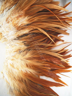ROOSTER Saddle Feathers, strung, Natural Red Brown, per foot