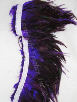 Feather Trim, Saddle Hackle, Furnace dyed Purple, per yard