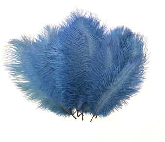 Blue Mini Ostrich Feathers 5-8 Inch per Dozen