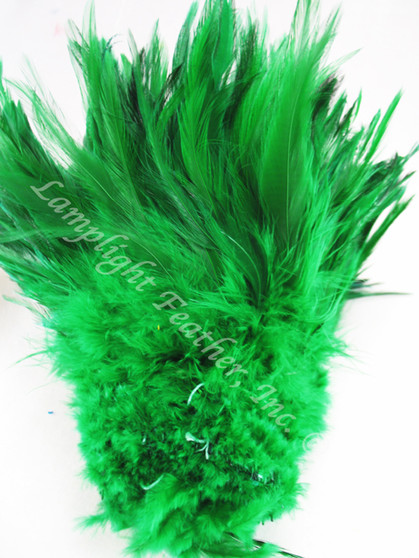 GREEN Rooster Saddle Feathers 4 - 5 Inch Per ounce