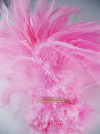 ROOSTER Saddle Feathers, strung, long, Candy pink, per foot
