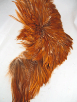 ROOSTER NECK Hackle Feathers, strung, Natural Red Brown, per foot