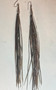 Extra long natural feather earrings handmade with specialty rooster hackle feathers, 9 inch length, silver cone bead, boho festival jewelry.”