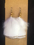 Feather Earrings 3 inch White with bright gold edging item