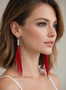 Feather Earrings 5-6 Inch Red Saddle Silver profile