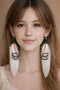 Feather Earrings 5 inch White Lady Am Tippet model front view C