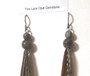 Handmade Feather Earrings  9 Inch Long Natural Mix with Fire Lace Opal Gemstones detail