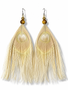 Bleached peacock Eye feather earrings 5 inch double sided  product