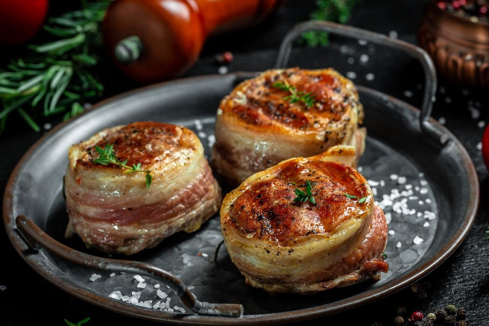 Bacon Recipe Bacon Wrapped Filet On Stove Cast Iron Cognac