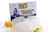 calamari steaks and lemons in front of Bos'n box