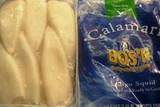 front and back packaging of Bos'n Calamari tubes