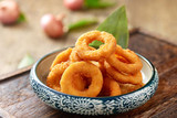 Bowl of breaded calamari rings