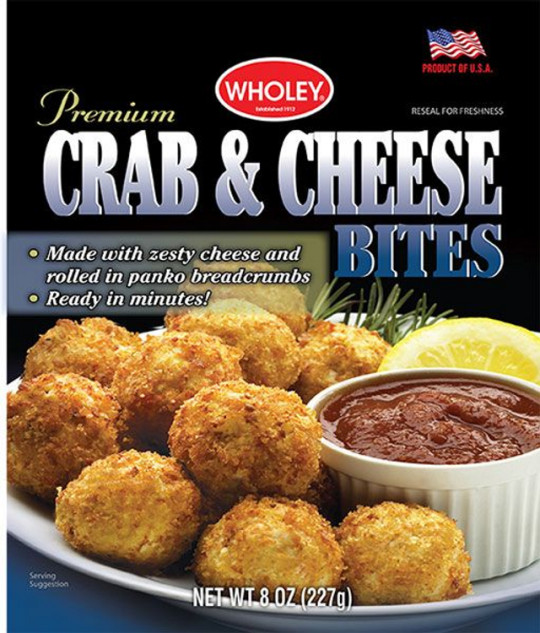 a box of Crab & Cheese Bites by Wholey's