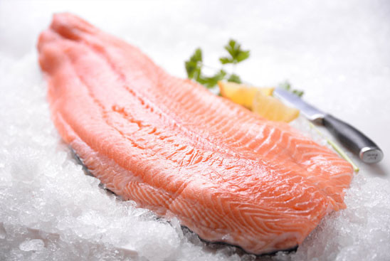 a Scottish Salmon Fillet on ice
