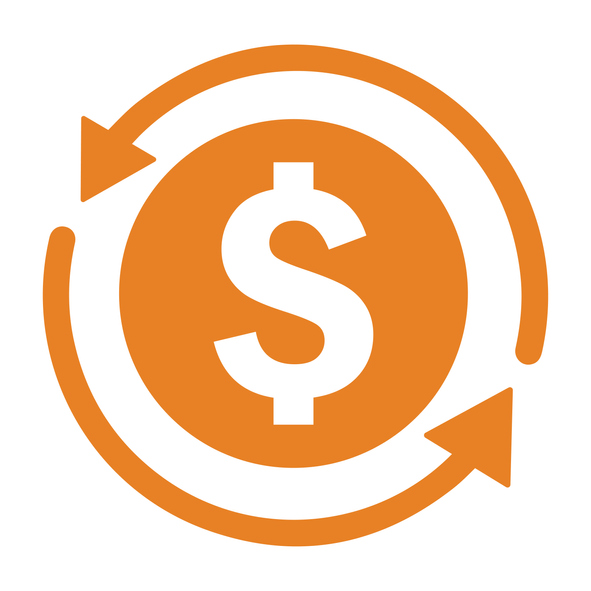 Two arrows forming a circle around a dollar sign