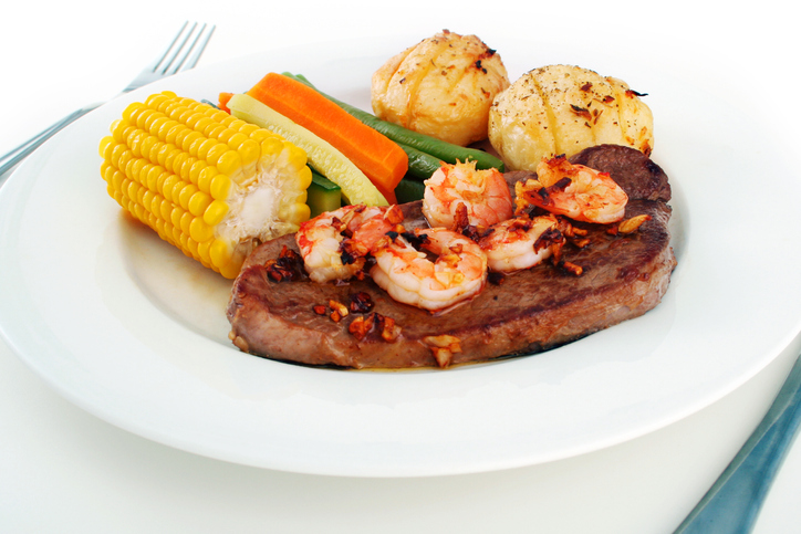 Plate of Shrimp and Steak