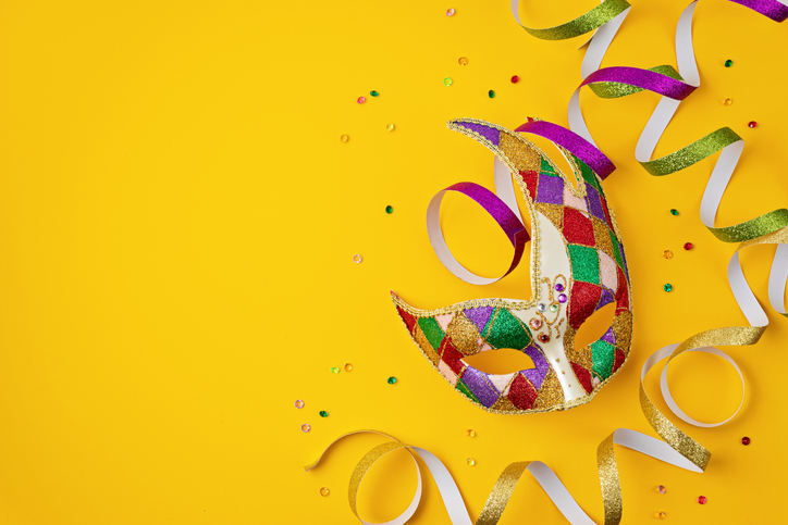 mardi gras background theme with confetti