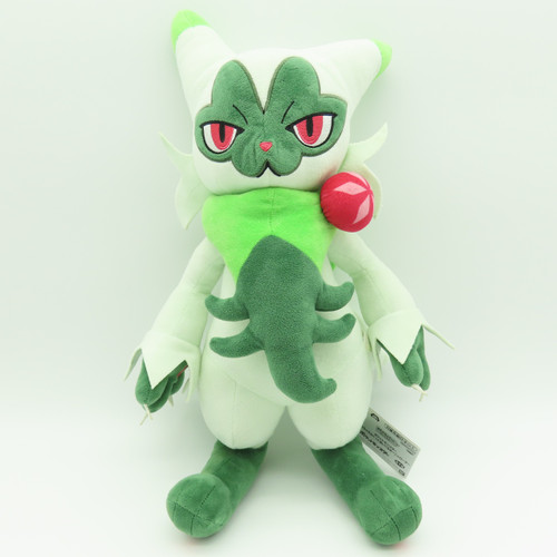Official Pokemon Floragato Mecha Mofugutto large plush standing front view.