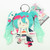 Front view of Hatsune Miku GT Project Racing Ver. 2025 plush keychain pouch featuring character illustration tags.