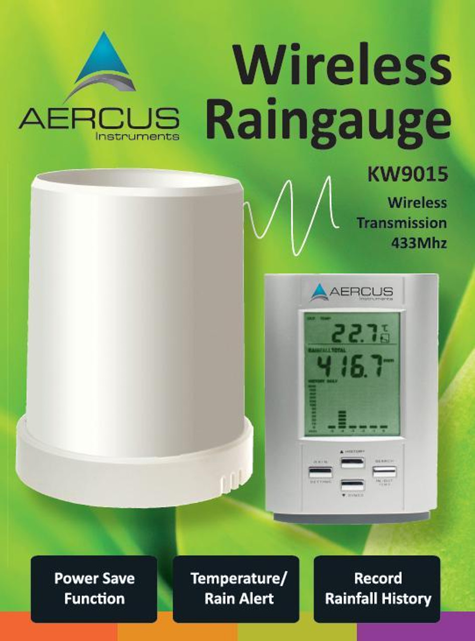 Aercus Instruments Wireless Professional Rain Gauge with In/Out Temperature