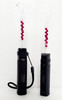 Ruby Curved Mouthpiece variant deployed in XMax V3 Pro on left with XMax Starry 4 on right with AirPort variant.  Both black devices with black silicone skins.  All on white background.