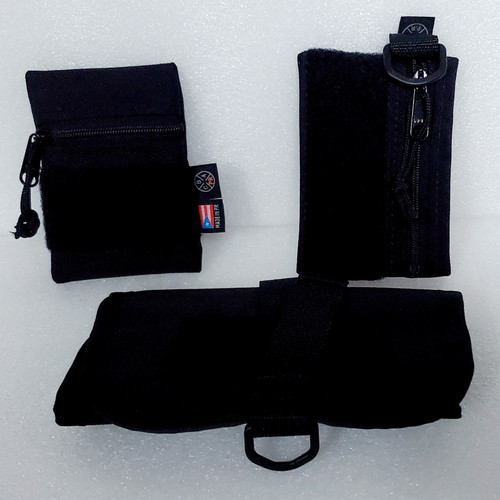 Clockwise From Top Left:  EDC Velcro Pouch, EDC Ultra Pouch and Organizer Roll