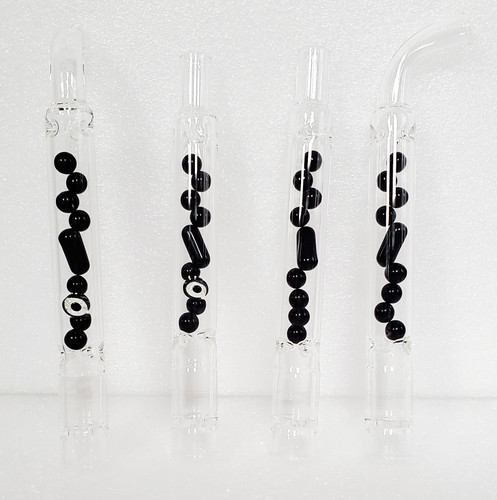 Anthracite Pill Jam in 4 variants from left to right, curved with airport, straight with airport, straight without airport and curved without airport on white background