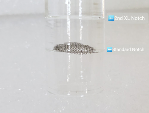 Annotated Text pointing out the notches in the 2in1 Glassware for Standard and XL Screen Placement on white background Annotated Text pointing out the notches in the 2in1 Glassware for Standard and XL Screen Placement on white background