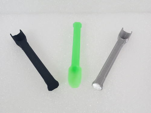 PETg-ScoopAr in 3 Colorways, from left to right Black, Green (Glow in Dark) and Silver