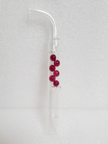 Pirl synthetic corundum Ruby Sick Rubes glassware with curved mouthpiece on white background.