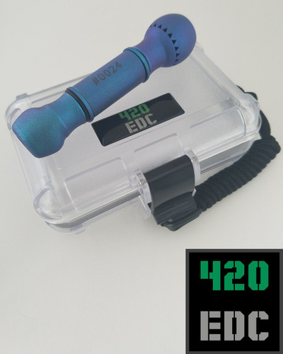 Laser engraved serial number on Electric Blue TiChillum.