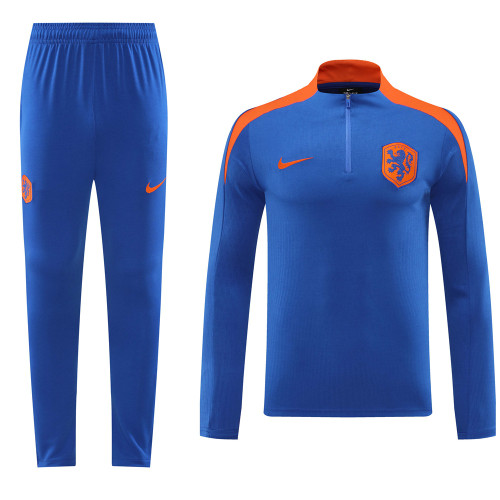 Netherlands 2024 Men's Blue Short Zip Tracksuit