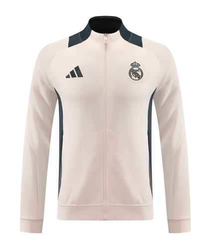 Real Madrid 24/25 Men's Beige Long Zip Jacket